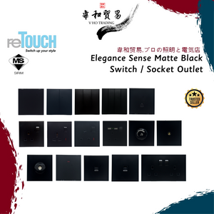 reTouch Elegance Sense Matte Black Series, Wall Switches, Switch