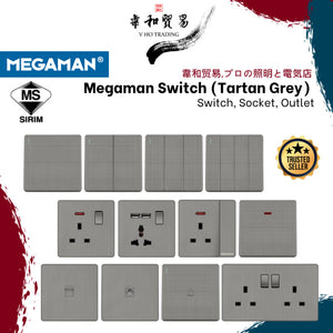 Megaman Z8 (Tartan Grey )Switch Switches Socket Outlet, Germany Brand